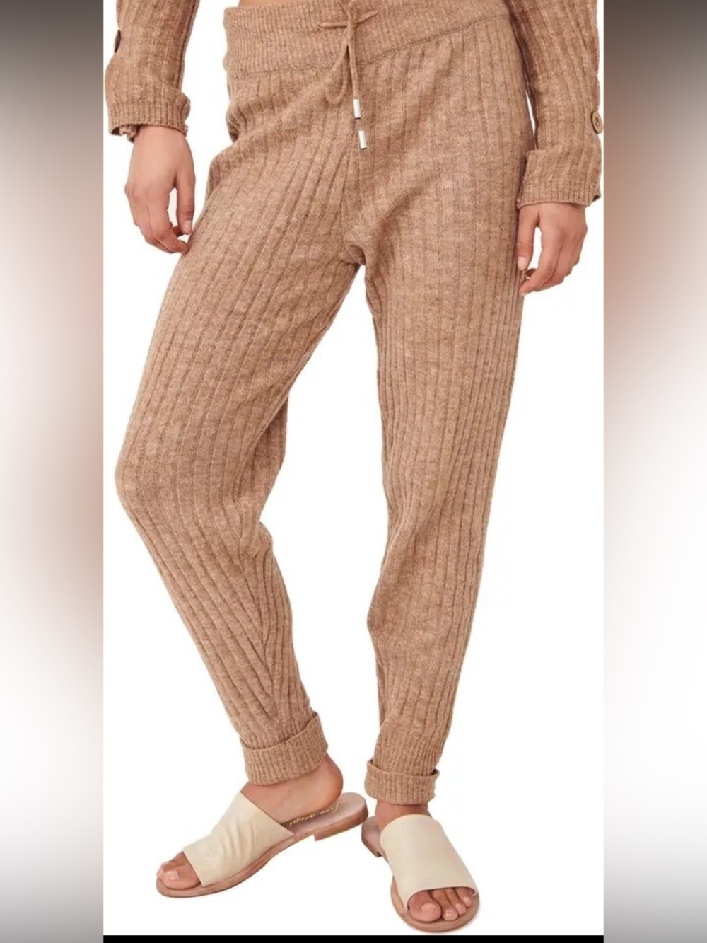Free People Around The Clock Joggers Army Size S Brown Tan